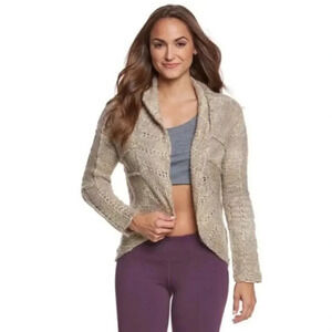 Prana Rosewood Wrap Light Brown Knit Cardigan Sweater L